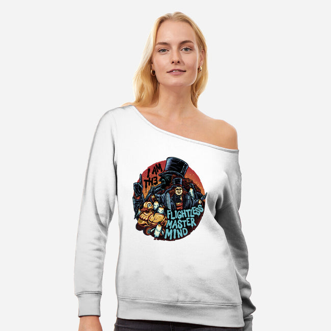 Flightless Mastermind-Womens-Off Shoulder-Sweatshirt-glitchygorilla