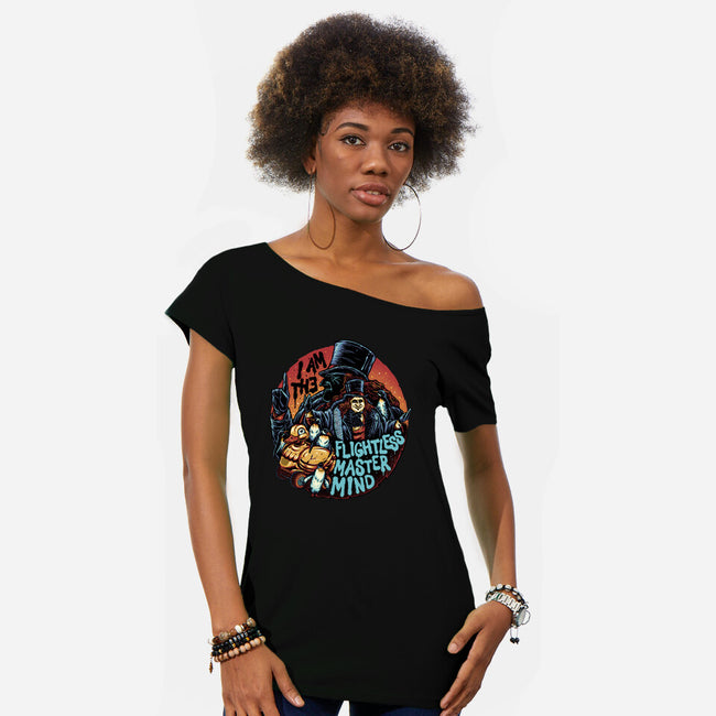 Flightless Mastermind-Womens-Off Shoulder-Tee-glitchygorilla