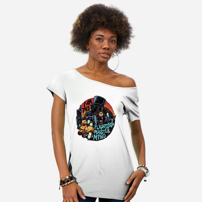 Flightless Mastermind-Womens-Off Shoulder-Tee-glitchygorilla