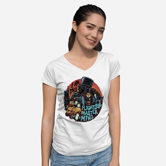 Flightless Mastermind-Womens-V-Neck-Tee-glitchygorilla