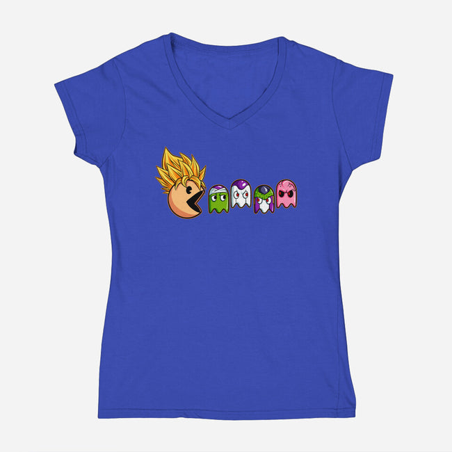 Eat Like Supersaiyan-Womens-V-Neck-Tee-spoilerinc