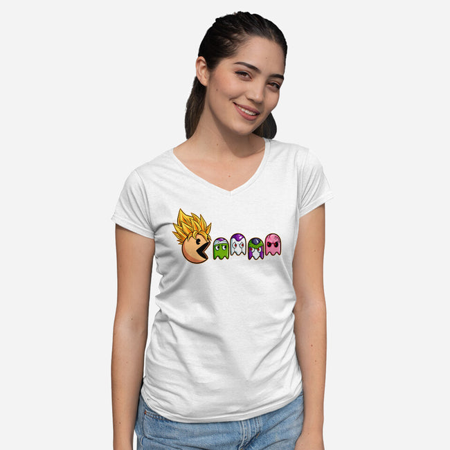 Eat Like Supersaiyan-Womens-V-Neck-Tee-spoilerinc