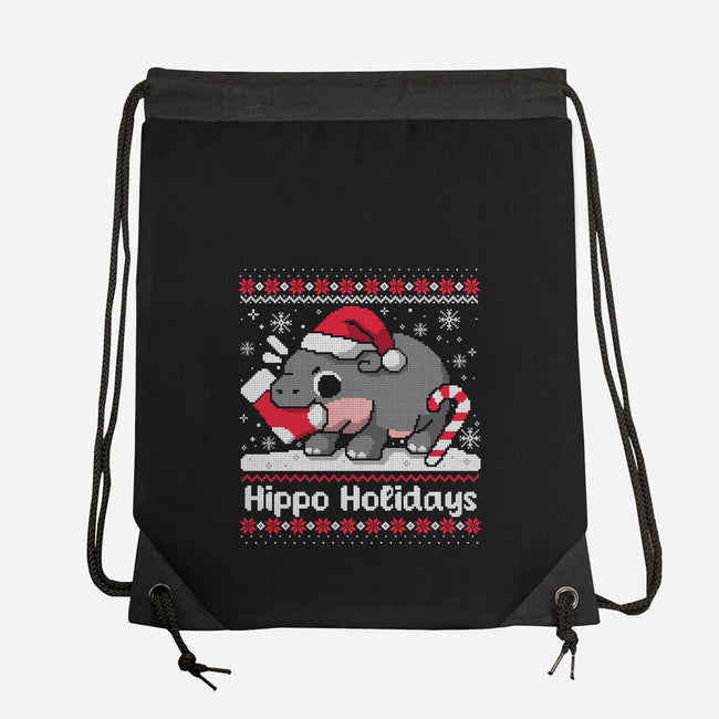 Hippo Holidays-None-Drawstring-Bag-NemiMakeit