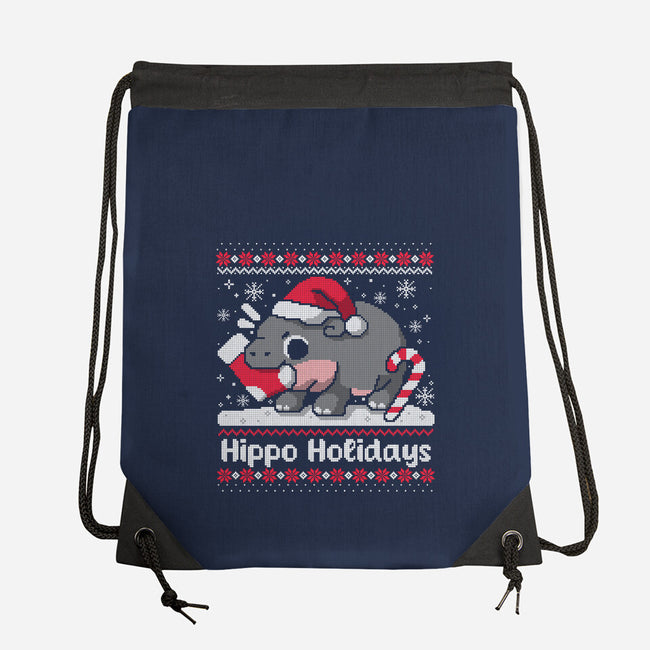 Hippo Holidays-None-Drawstring-Bag-NemiMakeit