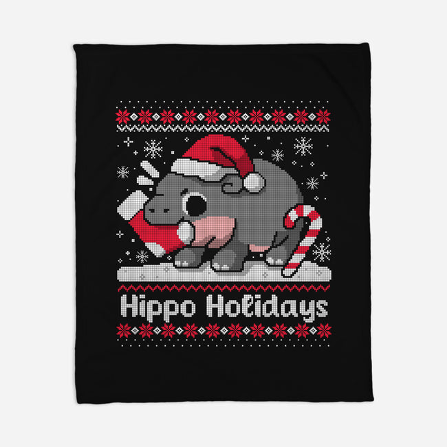 Hippo Holidays-None-Fleece-Blanket-NemiMakeit