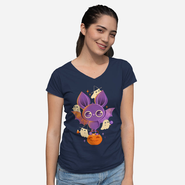 Candy Bat-Womens-V-Neck-Tee-ricolaa