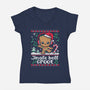 Jingle Bell Groot-Womens-V-Neck-Tee-NemiMakeit