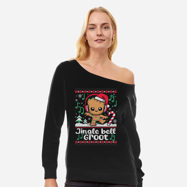 Jingle Bell Groot-Womens-Off Shoulder-Sweatshirt-NemiMakeit