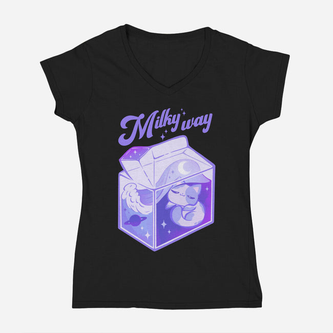 Milky Way-Womens-V-Neck-Tee-ricolaa