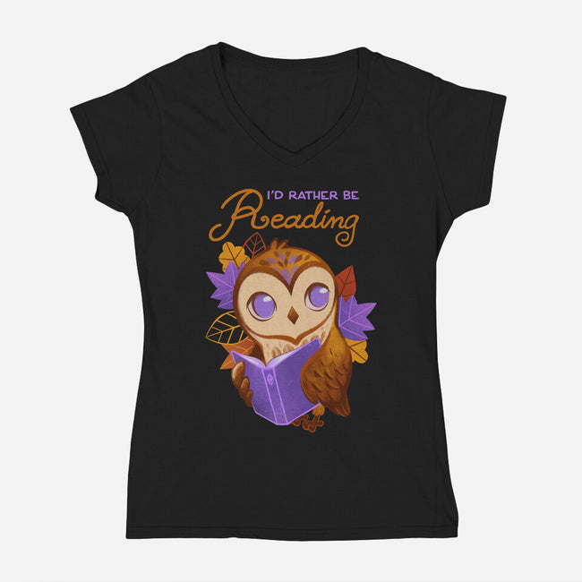 Rather Be Reading-Womens-V-Neck-Tee-ricolaa