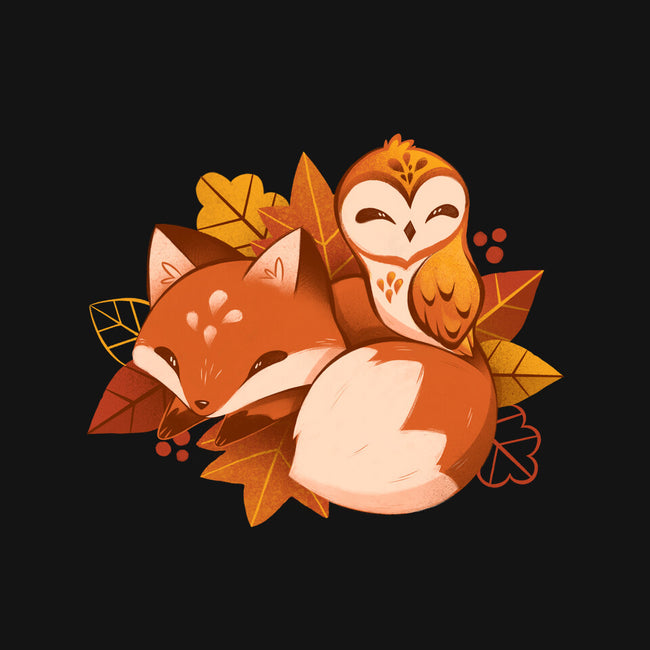 Fox And Owl Autumn-None-Glossy-Sticker-ricolaa