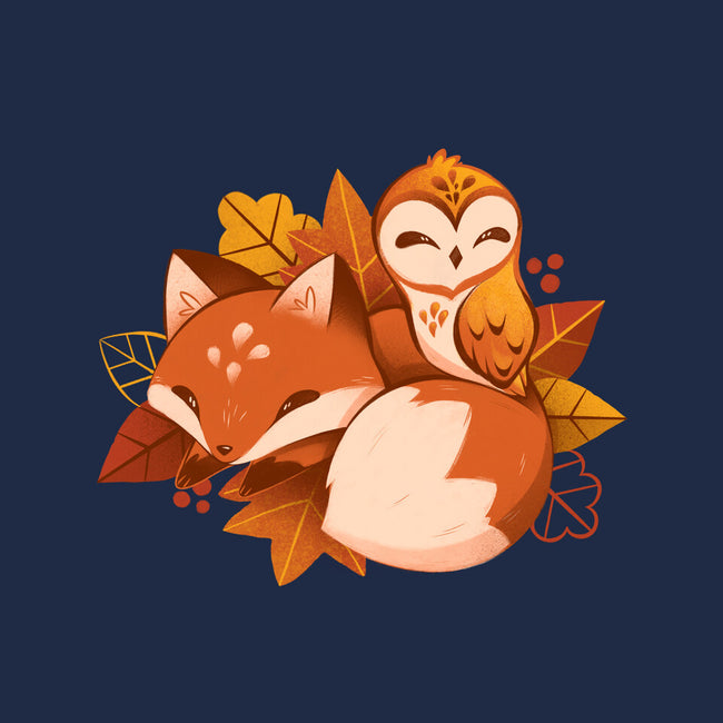Fox And Owl Autumn-Unisex-Crew Neck-Sweatshirt-ricolaa