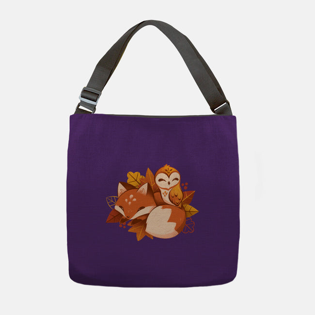 Fox And Owl Autumn-None-Adjustable Tote-Bag-ricolaa