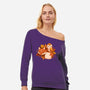 Fox And Owl Autumn-Womens-Off Shoulder-Sweatshirt-ricolaa