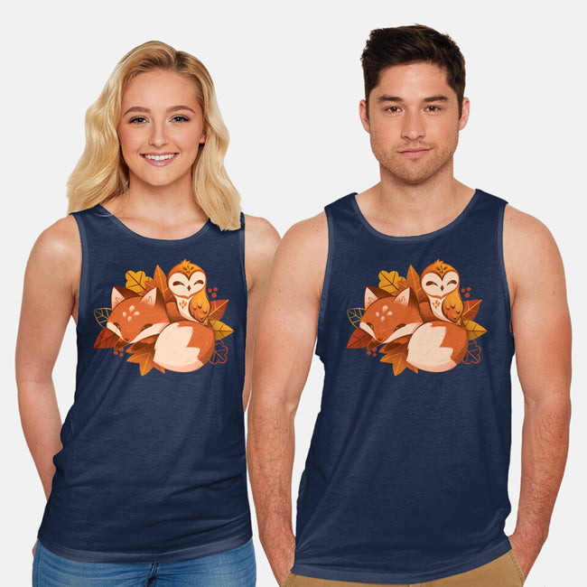 Fox And Owl Autumn-Unisex-Basic-Tank-ricolaa