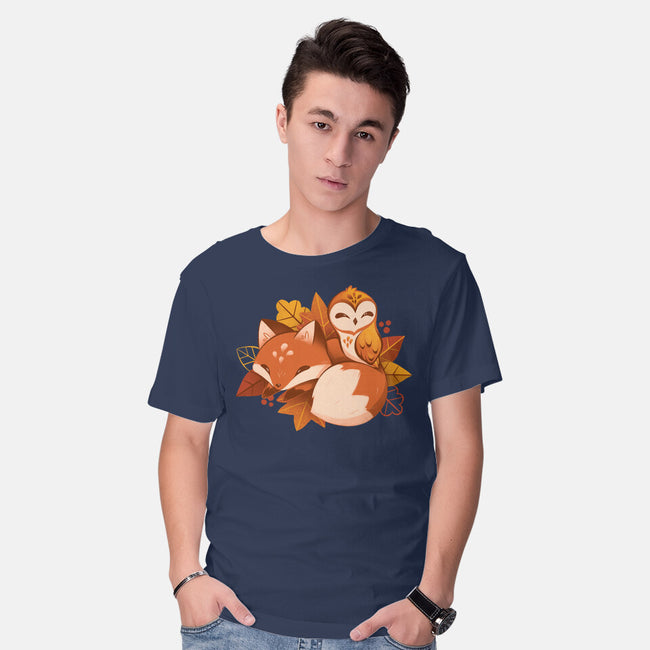 Fox And Owl Autumn-Mens-Basic-Tee-ricolaa