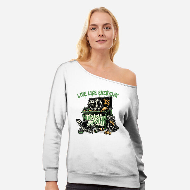 Trash Day-Womens-Off Shoulder-Sweatshirt-glitchygorilla