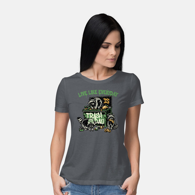 Trash Day-Womens-Basic-Tee-glitchygorilla