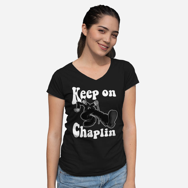 Keep On Chaplin-Womens-V-Neck-Tee-jasesa