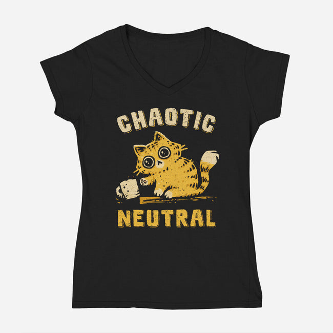 Chaotic Cat-Womens-V-Neck-Tee-kg07