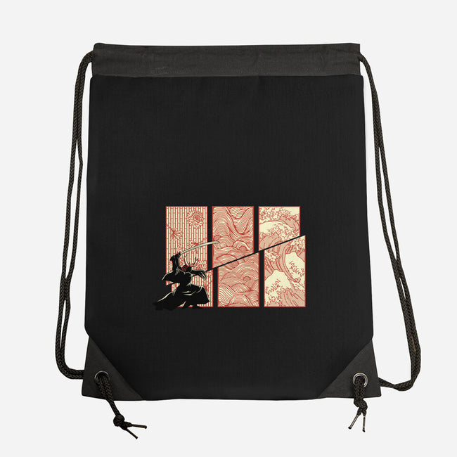 Japanese Samurai Kanagawa Wave-None-Drawstring-Bag-tobefonseca