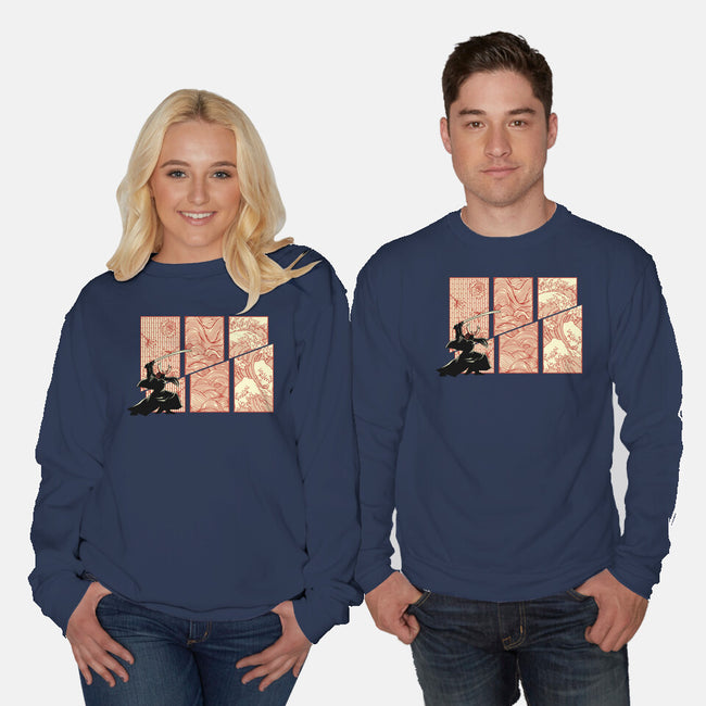 Japanese Samurai Kanagawa Wave-Unisex-Crew Neck-Sweatshirt-tobefonseca