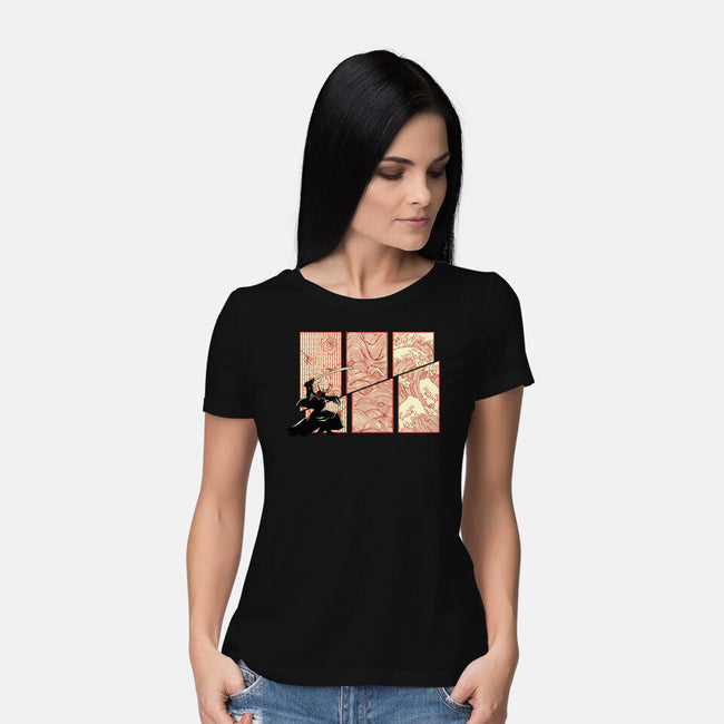 Japanese Samurai Kanagawa Wave-Womens-Basic-Tee-tobefonseca