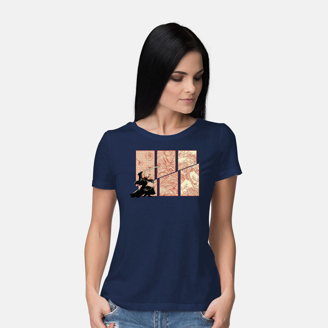 Japanese Samurai Kanagawa Wave-Womens-Basic-Tee-tobefonseca