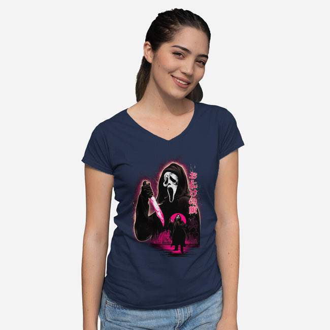 Attack Of Ghostface-Womens-V-Neck-Tee-hypertwenty