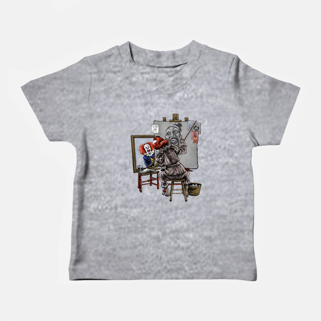 Triple Clown Portrait-Baby-Basic-Tee-zascanauta