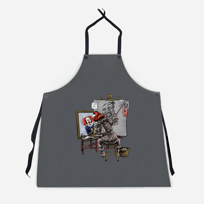 Triple Clown Portrait-Unisex-Kitchen-Apron-zascanauta