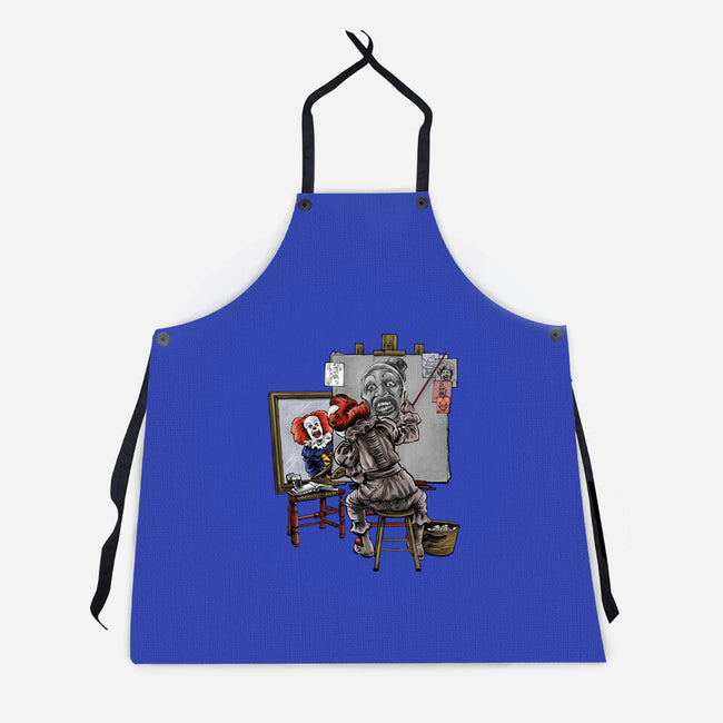 Triple Clown Portrait-Unisex-Kitchen-Apron-zascanauta