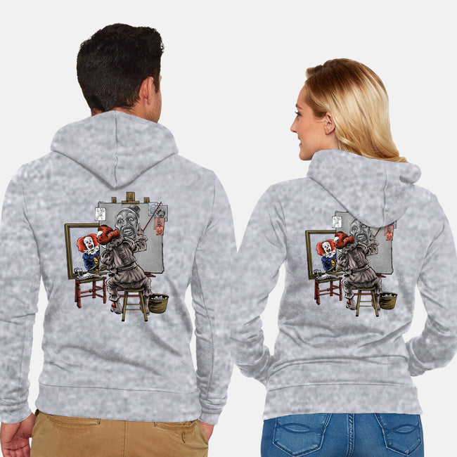 Triple Clown Portrait-Unisex-Zip-Up-Sweatshirt-zascanauta