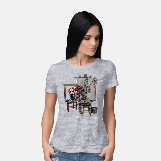 Triple Clown Portrait-Womens-Basic-Tee-zascanauta