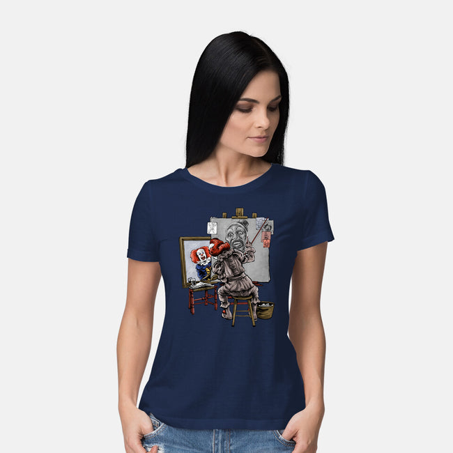 Triple Clown Portrait-Womens-Basic-Tee-zascanauta