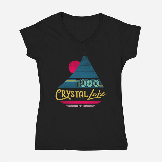 Crystal Lake Visions-Womens-V-Neck-Tee-rocketman_art