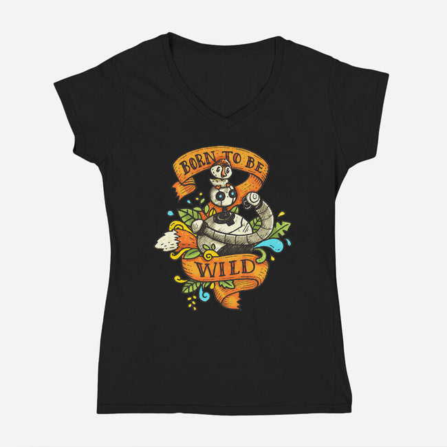 Born To Be Wild-Womens-V-Neck-Tee-Wenceslao A Romero