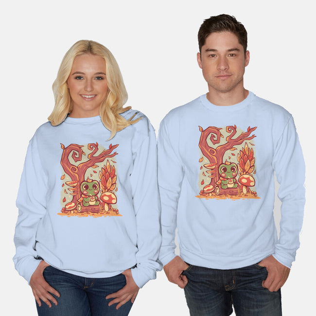 Cozy Autumn Days Frog-Unisex-Crew Neck-Sweatshirt-TechraNova
