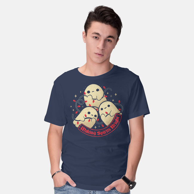 Cute Ghosts Making Spirits Bright-Mens-Basic-Tee-xMorfina