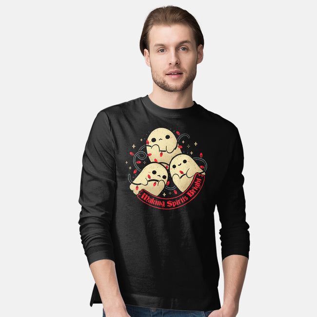 Cute Ghosts Making Spirits Bright-Mens-Long Sleeved-Tee-xMorfina