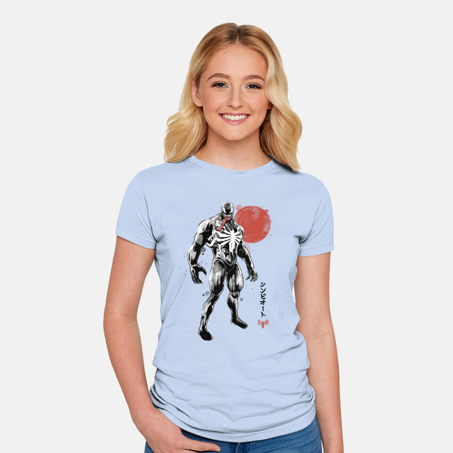 Dark Symbiote Sumi-e-Womens-Fitted-Tee-Astrobot Invention