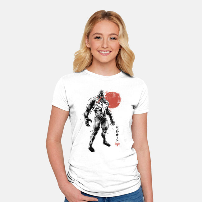 Dark Symbiote Sumi-e-Womens-Fitted-Tee-Astrobot Invention