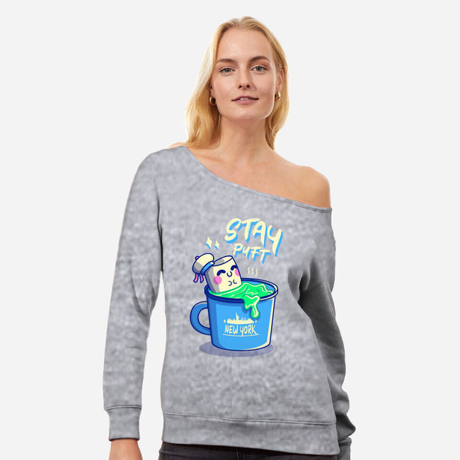 Marshmallow Time-Womens-Off Shoulder-Sweatshirt-Donnie