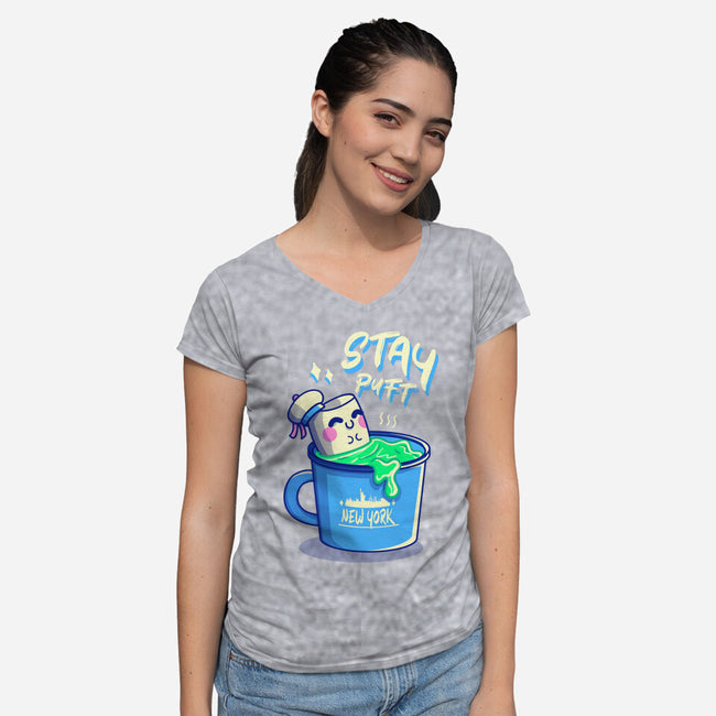 Marshmallow Time-Womens-V-Neck-Tee-Donnie