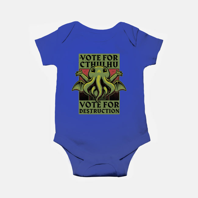 Vote Cthulhu Destruction-Baby-Basic-Onesie-Studio Mootant