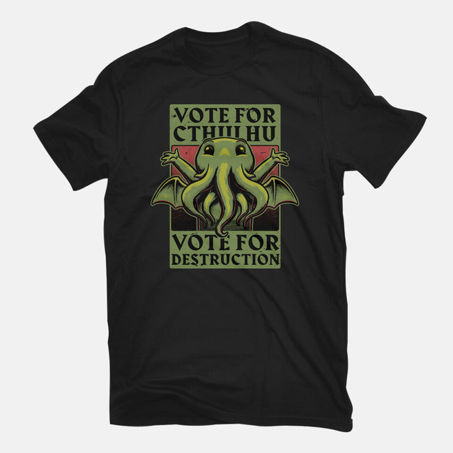 Vote Cthulhu Destruction-Womens-Fitted-Tee-Studio Mootant