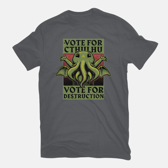Vote Cthulhu Destruction-Womens-Fitted-Tee-Studio Mootant