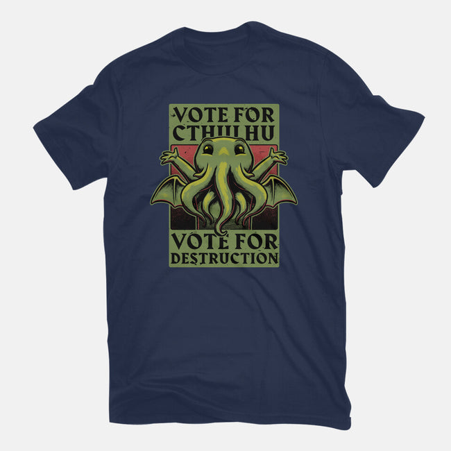 Vote Cthulhu Destruction-Unisex-Basic-Tee-Studio Mootant