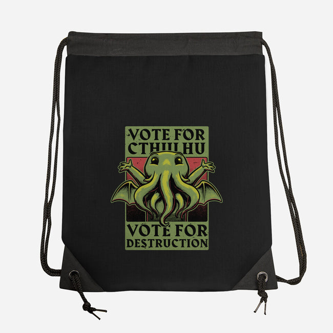 Vote Cthulhu Destruction-None-Drawstring-Bag-Studio Mootant