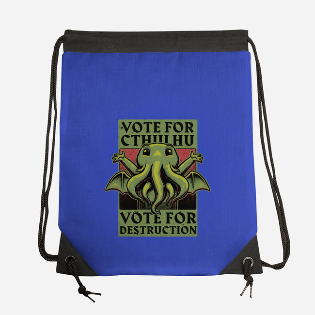 Vote Cthulhu Destruction-None-Drawstring-Bag-Studio Mootant